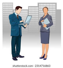 businessman man and woman illustration vector illustrator