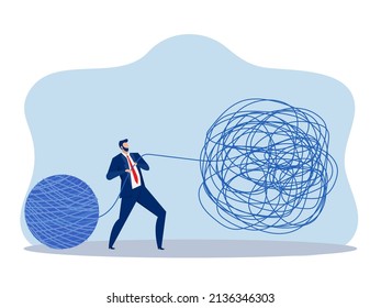 businessman manage Problems solution creative design of brain with and order in thoughts concept vector