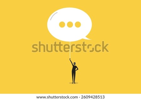 Businessman manage speech bubble balloon. concept of Communication, public relation, discussion, and dialog