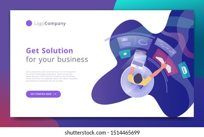 businessman manage and studying the infographic, the analysis of the evolutionary scale. Easy to edit and customize. Vector illustration