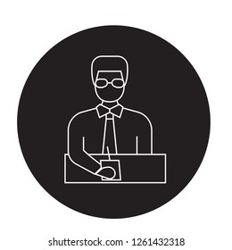 Businessman manager black vector concept icon. Businessman manager flat illustration, sign