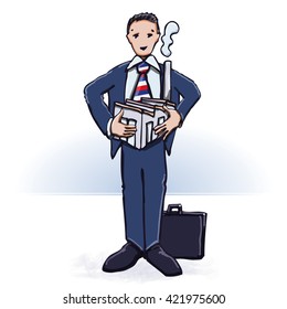 Businessman, manager, business concept and factory 