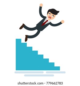 businessman or manager fall down of career ladder, or business. business concept. Vector, illustration