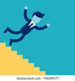 businessman or manager fall down of career ladder, or business. business concept. Vector, illustration