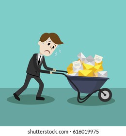 Businessman or manager finding himself going to be busy. A lot of emails