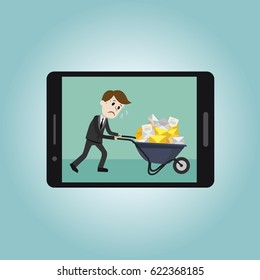 Businessman or manager finding himself going to be busy. A lot of emails