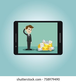 Businessman or manager finding himself going to be busy. A lot of emails