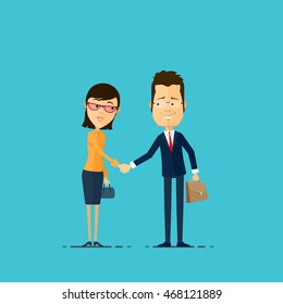 Businessman and manager handshake, Vector illustration in flat style isolated from the background, EPS 10