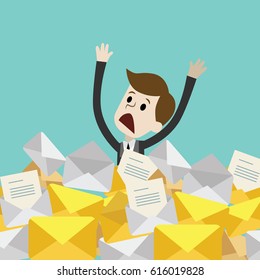 Businessman or manager has a lot of emails