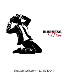 Businessman, Manager. A man in a business suit. Businessman on his knees screams