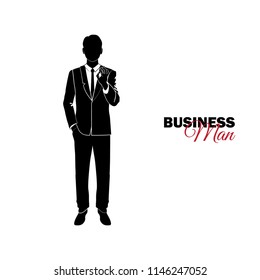Businessman, Manager. A man in a business suit. Businessman shows gesture okay