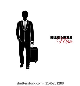 Businessman, Manager. A man in a business suit. Businessman comes with a suitcase