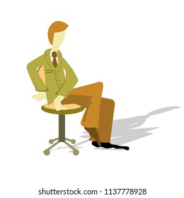 Businessman or manager sits in office chair - interview concept