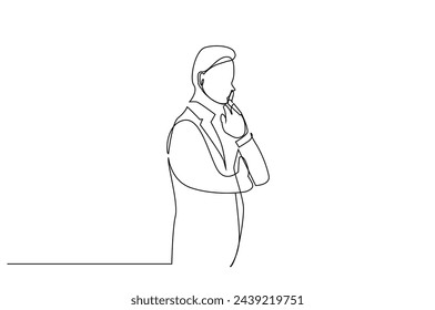 businessman manager thinks decides cool business life one line art design vector