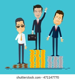 A businessman or manager of the winner on the podium, Vector illustration in flat, cartoon style isolated from the background, EPS 10