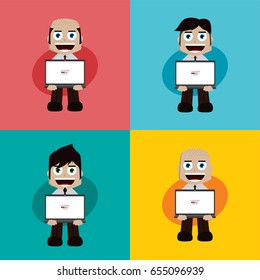 businessman manager at work cartoon vector art illustration