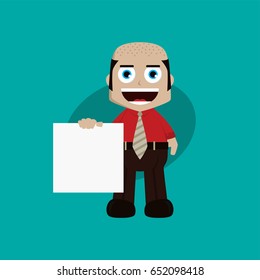 businessman manager at work holding blank sign cartoon vector art illustration