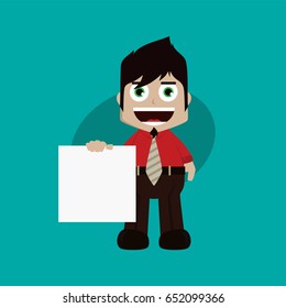 businessman manager at work holding blank sign cartoon vector art illustration