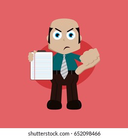 businessman manager at work holding report book cartoon vector art illustration