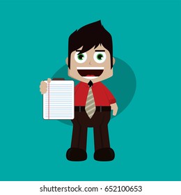 businessman manager at work holding report book cartoon vector art illustration