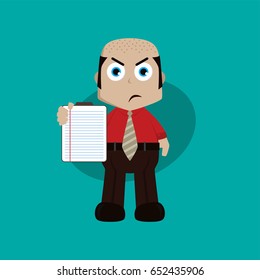 businessman manager at work holding report book cartoon vector art illustration