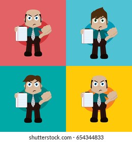 businessman manager at work holding report book cartoon vector art illustration