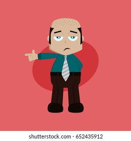businessman manager at work pointing finger cartoon vector art illustration