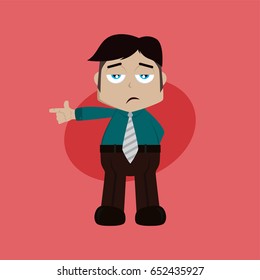 businessman manager at work pointing finger cartoon vector art illustration