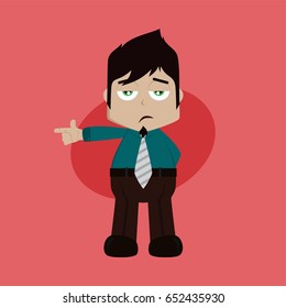 businessman manager at work pointing finger cartoon vector art illustration