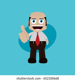 businessman manager at work thumb up cartoon vector art illustration