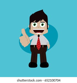 businessman manager at work thumb up cartoon vector art illustration
