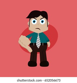 businessman manager at work thumb down cartoon vector art illustration