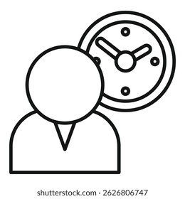 El hombre de negocios está manejando su tiempo de manera efectiva, como se muestra en este icono de una persona con un reloj
