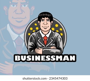 businessman mascot logo vector design