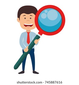 businessman with masgnifying glass avatar character icon