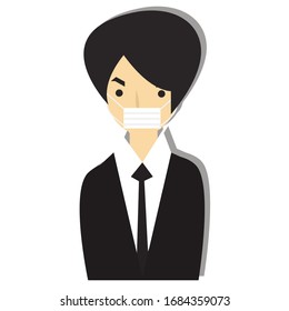 Businessman with mask concept on white background. Creative idea design. Flat vector illustration for template, brochure or presentation.