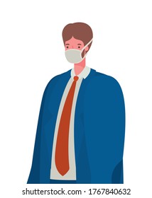 Businessman with mask design, Workers occupation and job theme Vector illustration