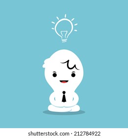 businessman meditating come up with new idea