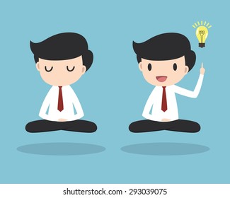 Businessman meditating make new idea and right decisions.Vector