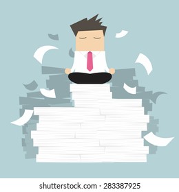 Businessman meditating in peace