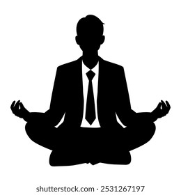 Businessman meditation silhouette. Vector image