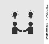 Businessman meeting idea vector icon eps 10. Handshake with bulbs symbol. Business deal logo sign. Black and white simple isolated icon.