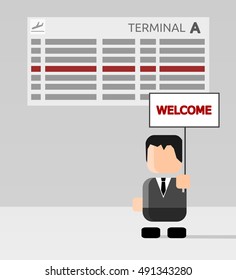 Businessman meeting someone in airport terminal