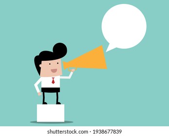businessman with megaphone advertising concept cartoon vector illustration flat design