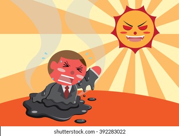 businessman is melting by sunlight carton vector svg