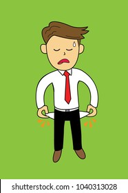  Businessman men pulling  pockets with his hands, Vector