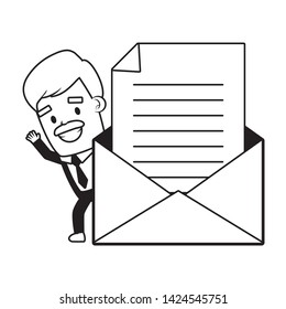 businessman with message letter send email vector illustration