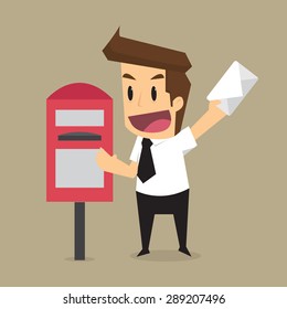 businessman messaging mailbox. vector