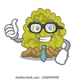Businessman miniature green coral reef with mascot