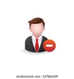 Businessman with minus sign icon in color. Business, team, remove